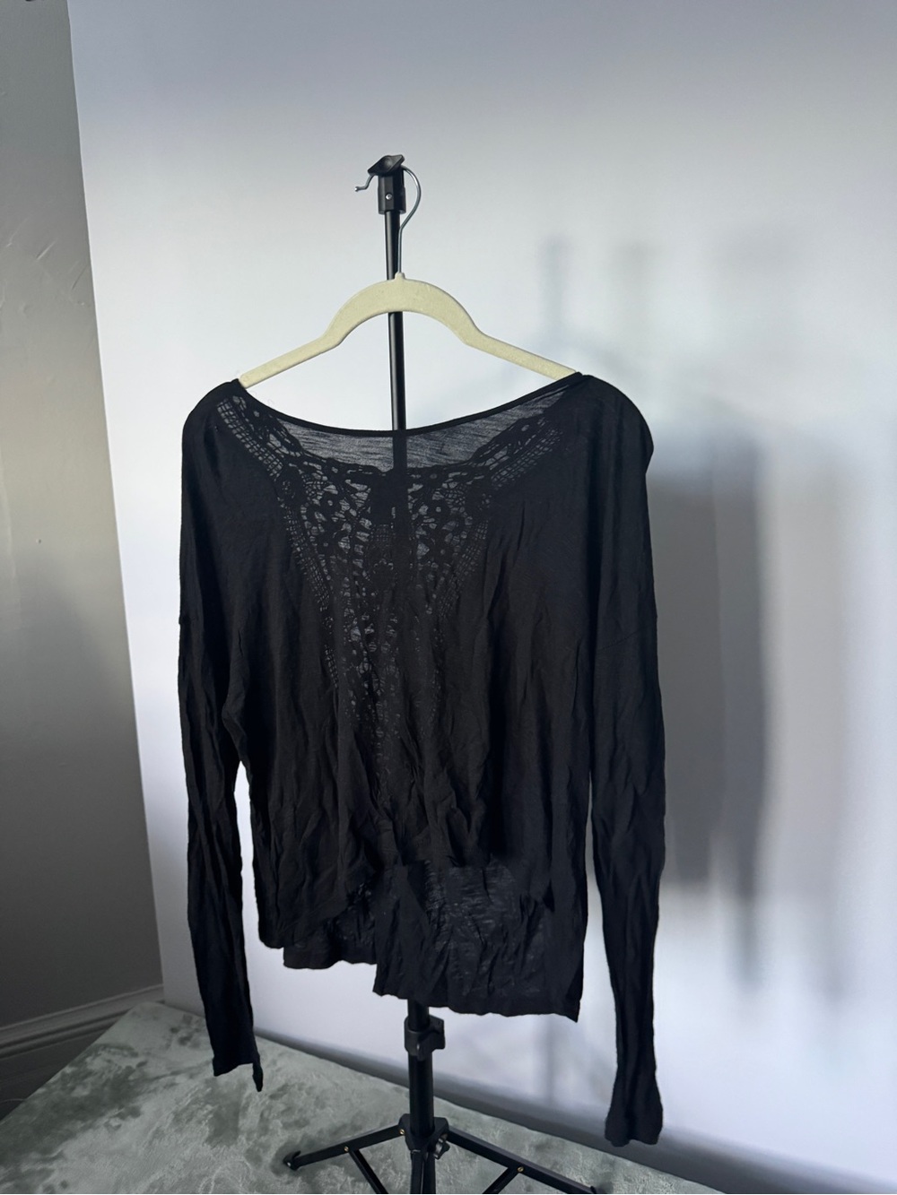 Forever 21 Black Long Sleeve Top with Lace Back